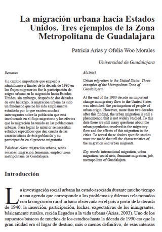 La migración urbana hacia Estados Unidos. Tres ejemplos de la Zona Metropolitana de Guadalajara